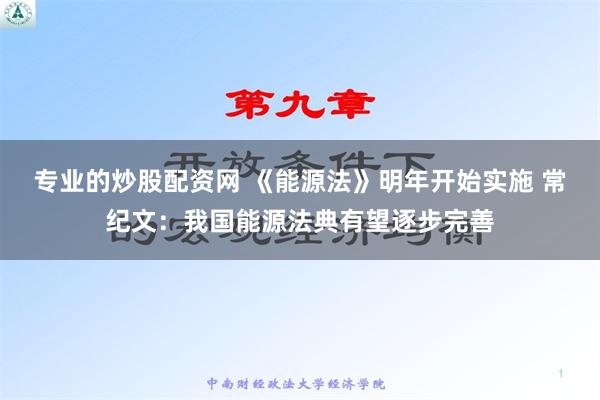 专业的炒股配资网 《能源法》明年开始实施 常纪文：我国能源法典有望逐步完善